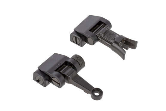Midwest Industries low profile Combat Rifle back up Sight set sits at standard AR height to cowitness with your favorite red dots